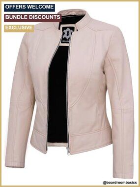 Real Lambskin Leather Jacket Cafe Racer Style
